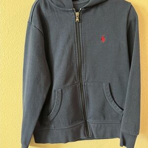 Polo by Ralph Lauren Boys Navy Zip-Up Hoodie with Red Emblem